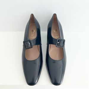 Vintage Ñora Yanko Heels, Made in Spain, Navy Blue with Buckle, Size 8, New
